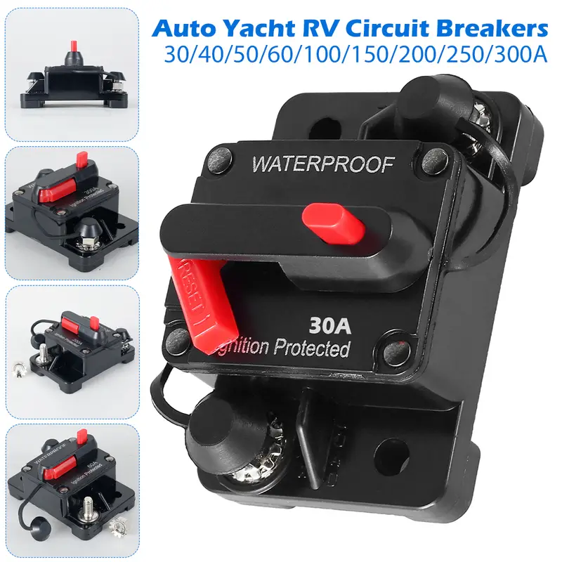 Auto Yacht Rv Circuit Breaker Waterproof 12v 48v Manual Reset